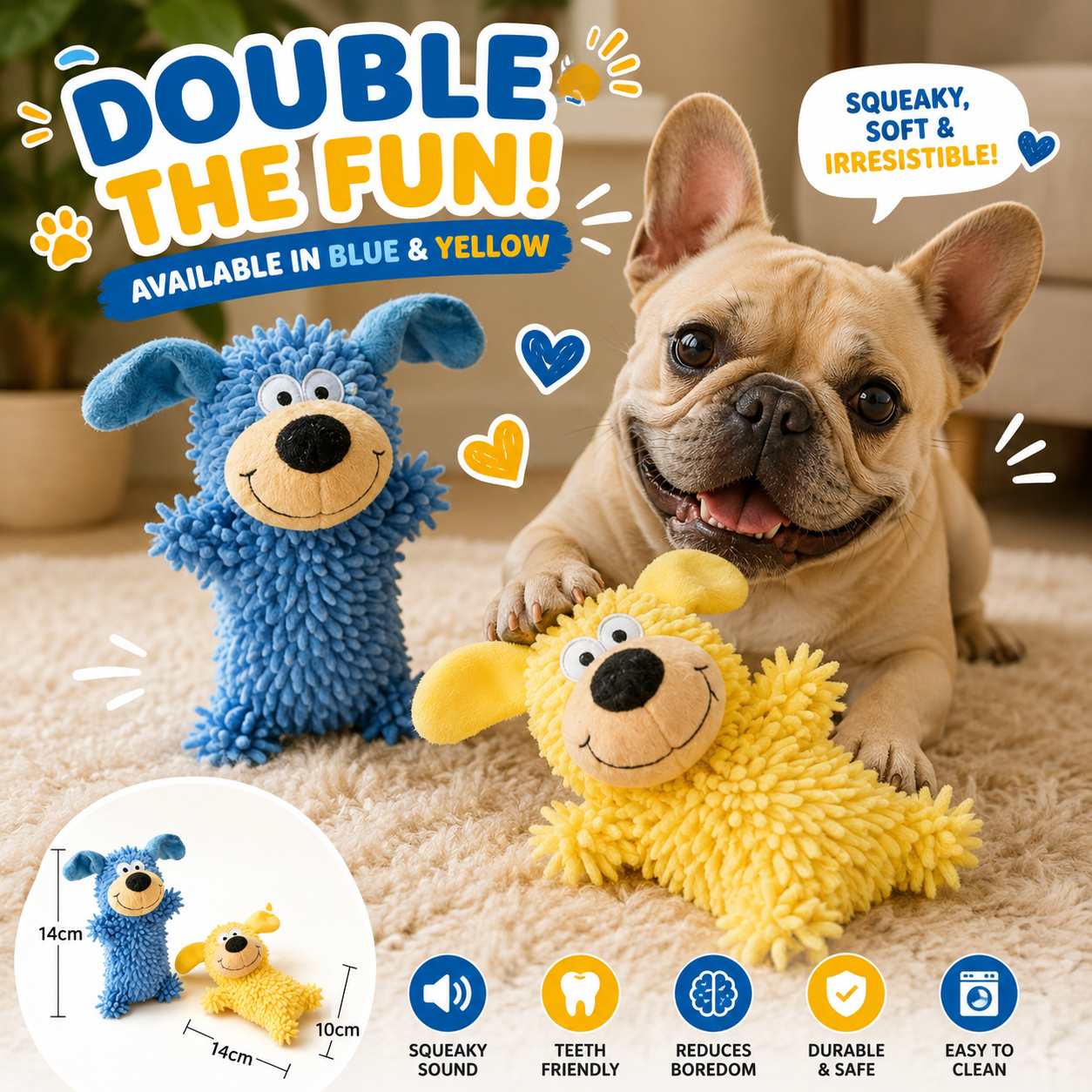 Blue Buddy™ Squeaky Plush Dog Toy