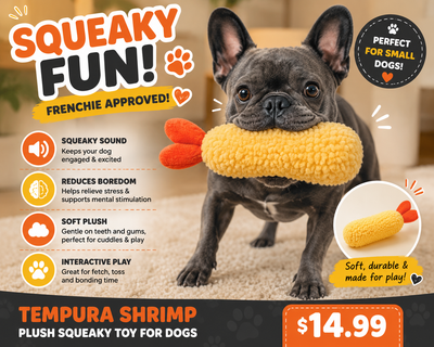 Cova Tempura Shrimp Squeaky Plush Dog Toy
