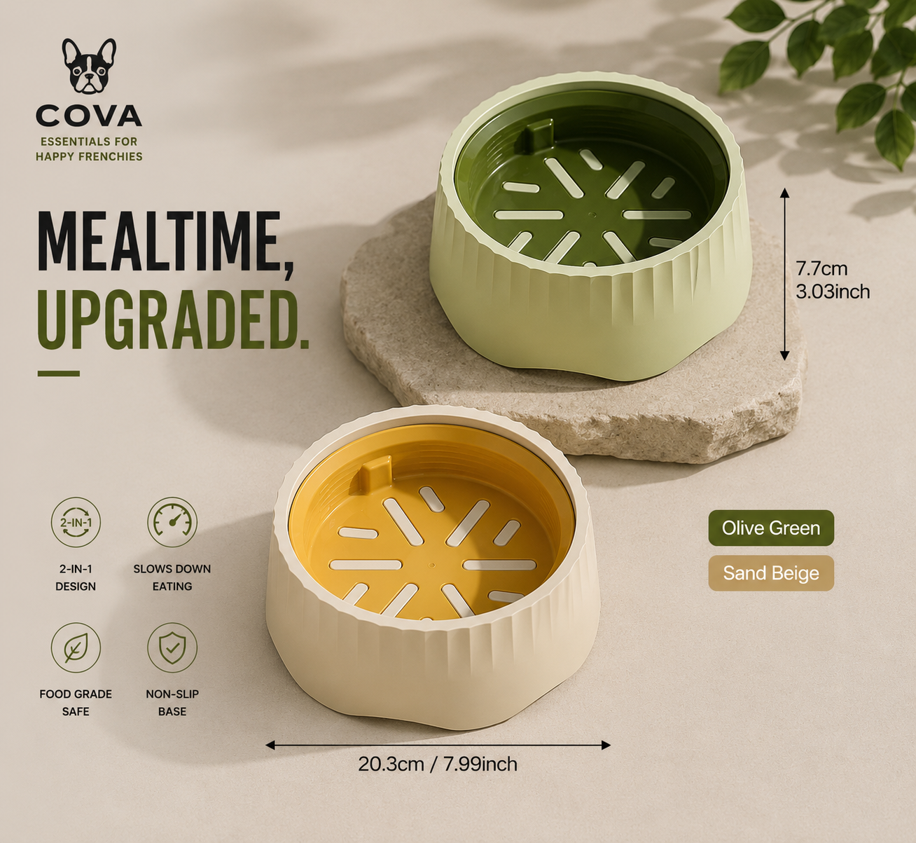 Cova™ 2-in-1 Slow Feeder Dog Bowl