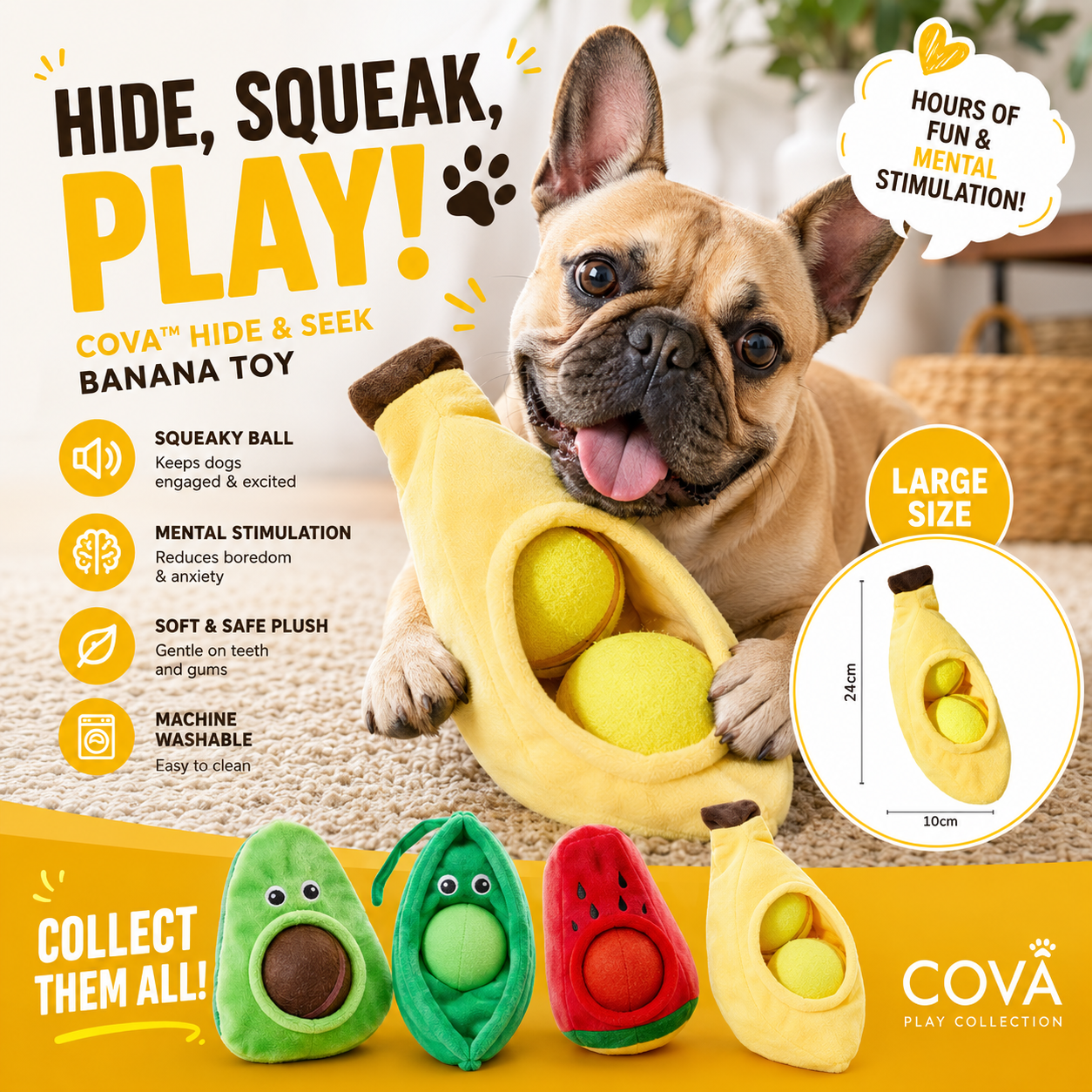 Cova™ Avocado Puzzle Squeaky Dog Toy