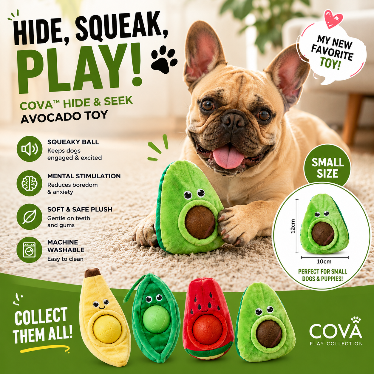 Cova™ Avocado Puzzle Squeaky Dog Toy