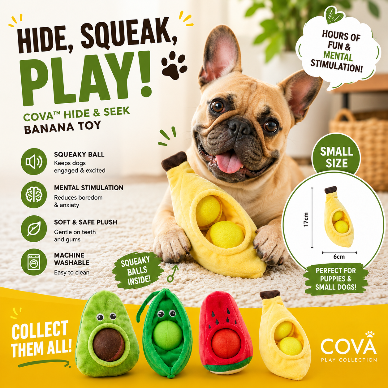 Cova™ Avocado Puzzle Squeaky Dog Toy