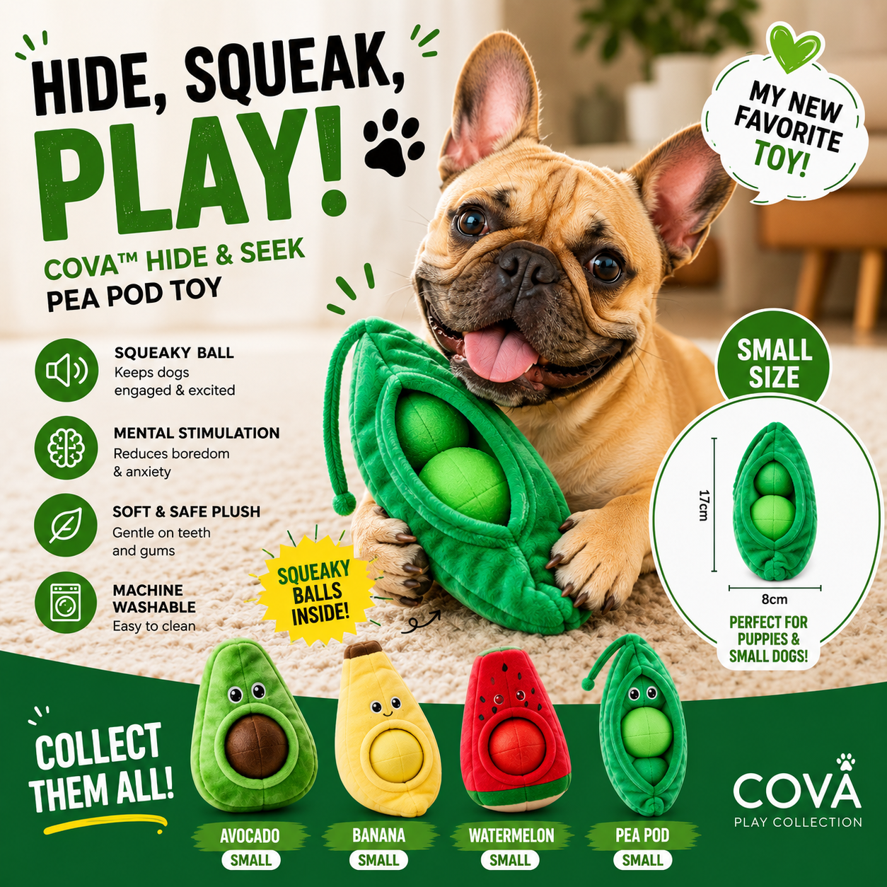 Cova™ Avocado Puzzle Squeaky Dog Toy