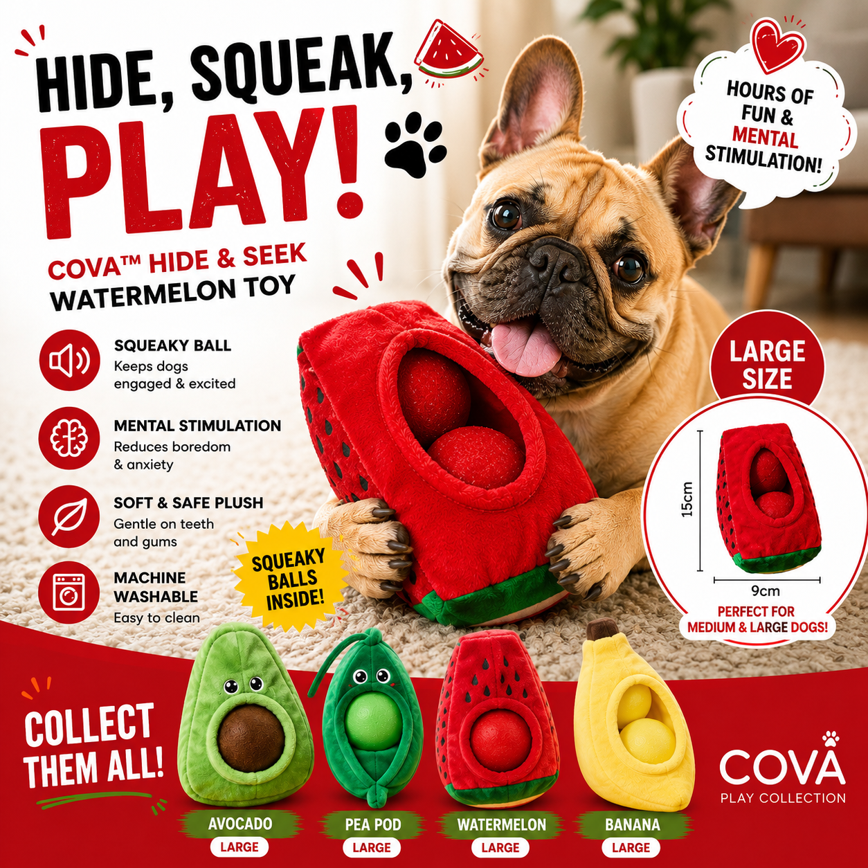 Cova™ Avocado Puzzle Squeaky Dog Toy